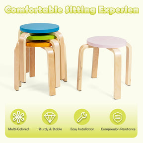HONEY JOY 5 Pieces Kids Table & Chair Set, 1 Square Table & 4 Round Chairs