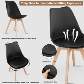 Giantex 4Pcs Modern Dining Chairs, High Backrest Kitchen Chairs, Elegant Mid Century Side Chairs, Black