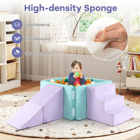 3-in-1 Foam Climbing Blocks Suede Fabric Soft Play Set