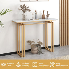 Giantex 110cm Console Table, Faux Marble Sofa Table w/Sturdy Metal Legs