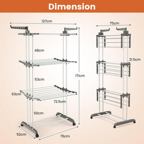 Giantex 4-Tier Clothes Drying Rack, Folding Clothes Horse Stand with Rotatable Side Wings