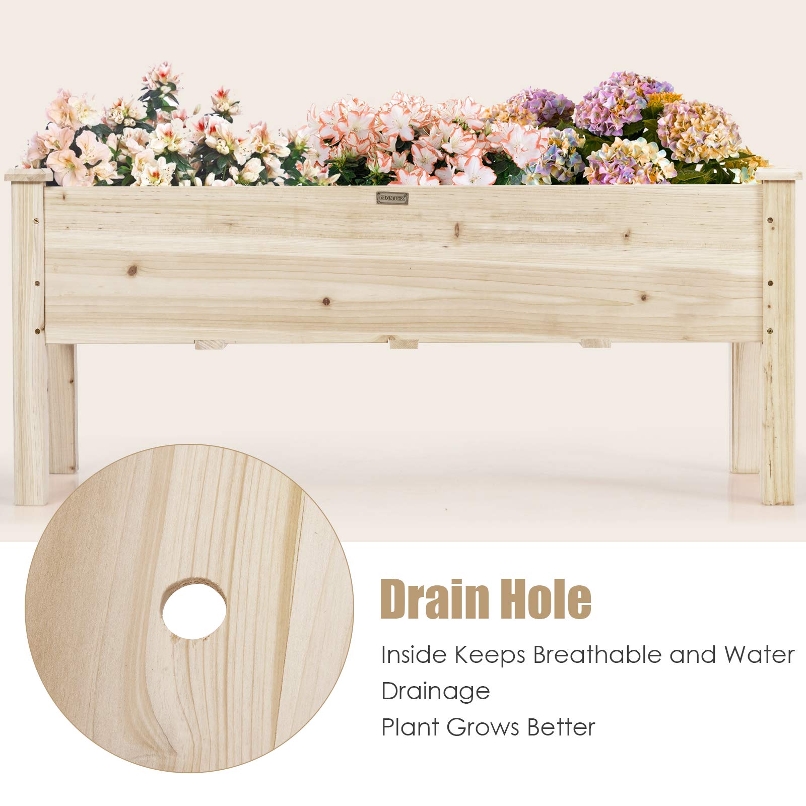 Giantex Raised Garden Bed, Elevated Wooden Planter Box Kit