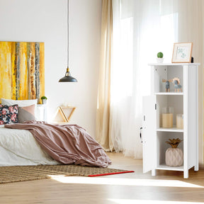 Bathroom Floor Cabinet w/Single Door & Adjustable Shelf, Avoid Tipping Over & Wobbling