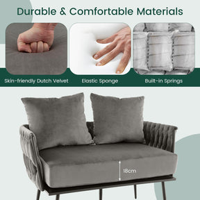 Giantex Modern Loveseat Sofa, Upholstered Dutch Velvet Sofa Couch