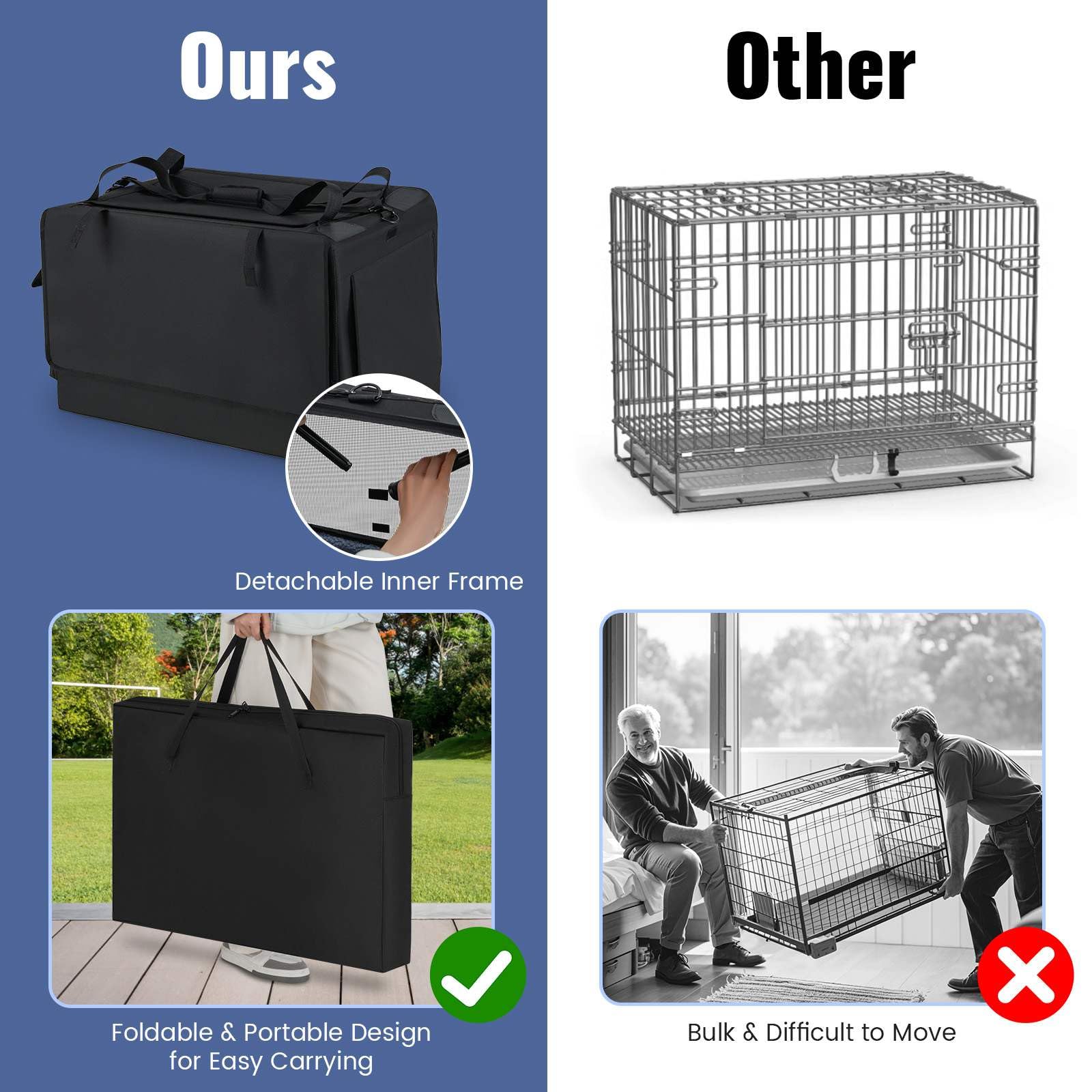 Folding Soft Dog Crate, Portable and Foldable Pet Carrying Bag