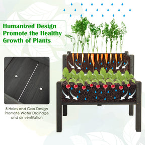 2 Tier Wooden Raised Garden Bed, Fir Wood Elevated Planter Garden Box