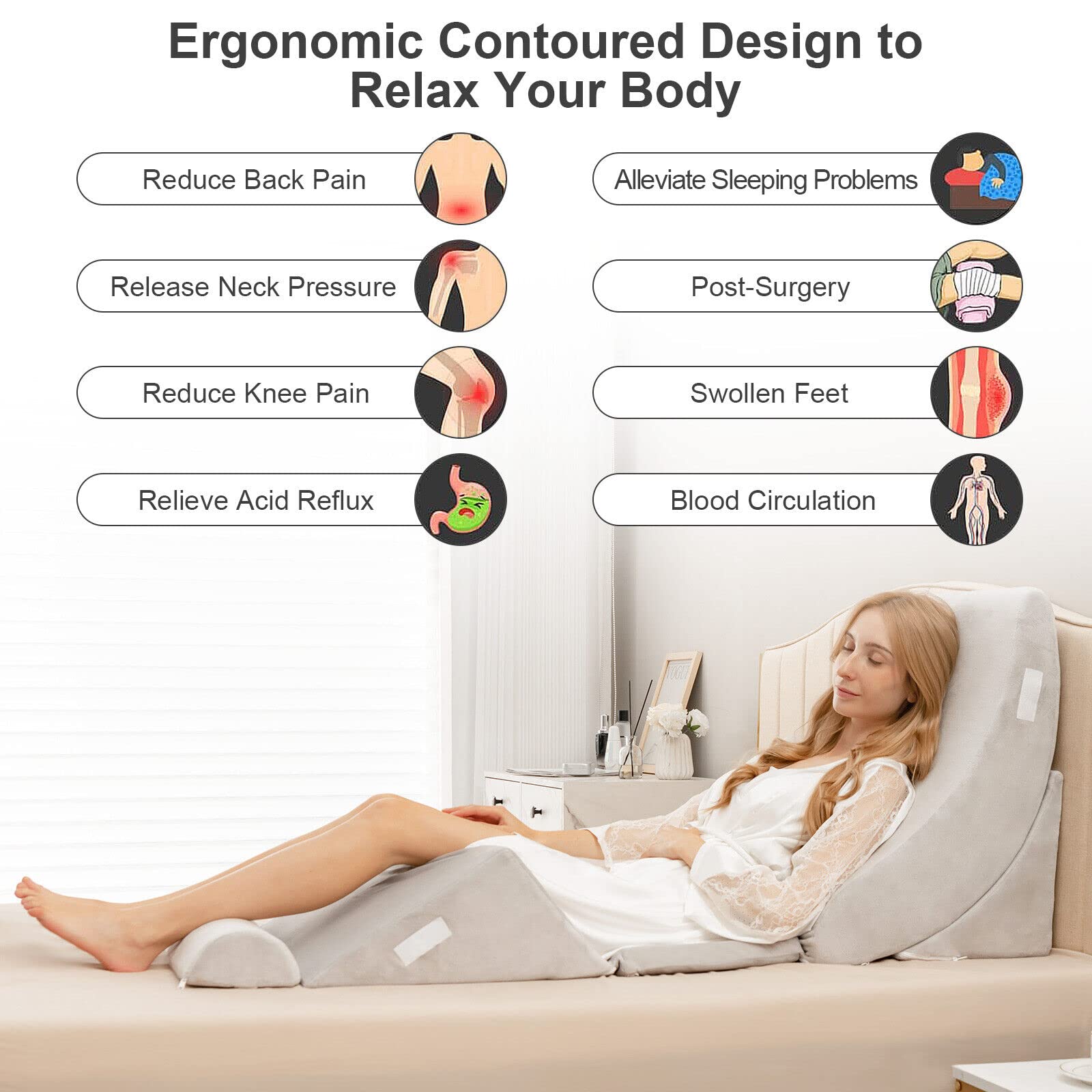 Giantex 6PCS Orthopedic Bed Wedge Pillow Set