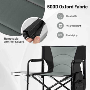 Giantex 116.5 cm Tall Directors Chair, Folding Makeup Artist Chair with Foldable Side Table & Footrest
