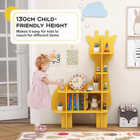 HONEY JOY Giraffe Bookcase for Kids, 4-Tier Toy Storage Organizer with Open Storage Shelves