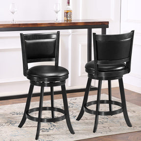 Giantex Bar Stools Set of 2, Accent Wooden Swivel Barstool Backed Dining Chair
