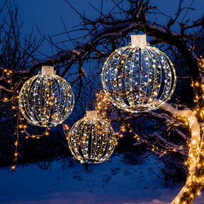 3 Pack Christmas Balls, Outdoor Hanging Light Spheres w/30 Cable Ties & 6 Stakes