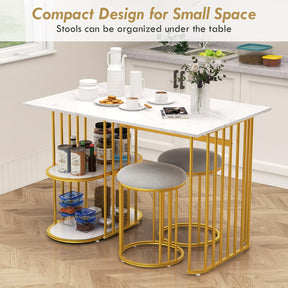 3PCS Dining Table Set Rectangular Dining Table & 2 Stools Kitchen Furniture