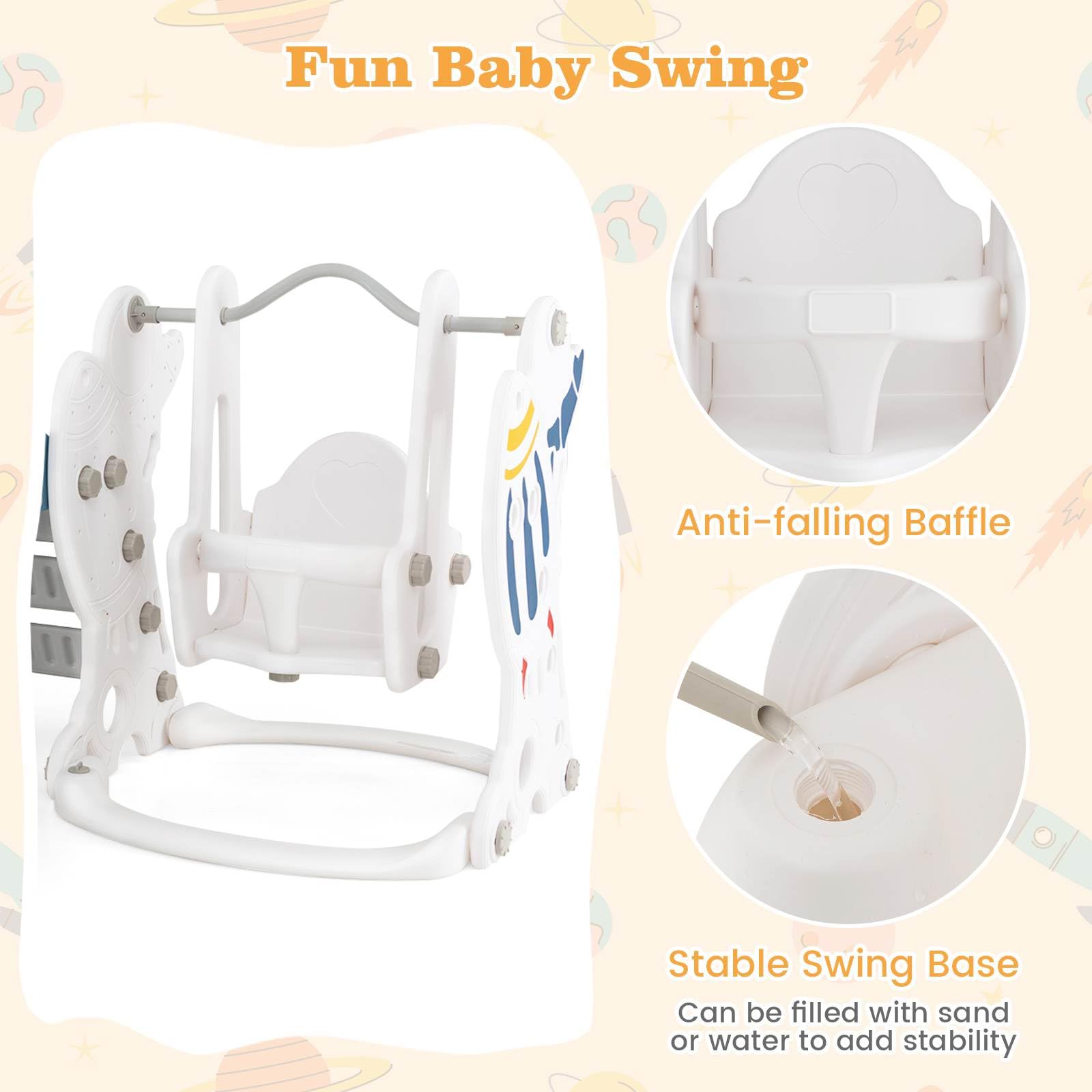 HONEY JOY Toddler Slide and Swing Set, 4-in-1 Indoor Playground