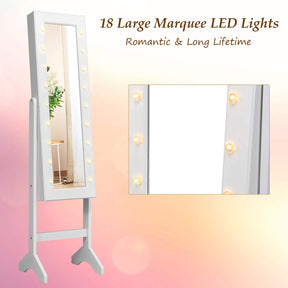 Giantex Jewelry Armoire w/Standing Full-Length Mirror, Large Storage Mirrored Jewelry Cabinet