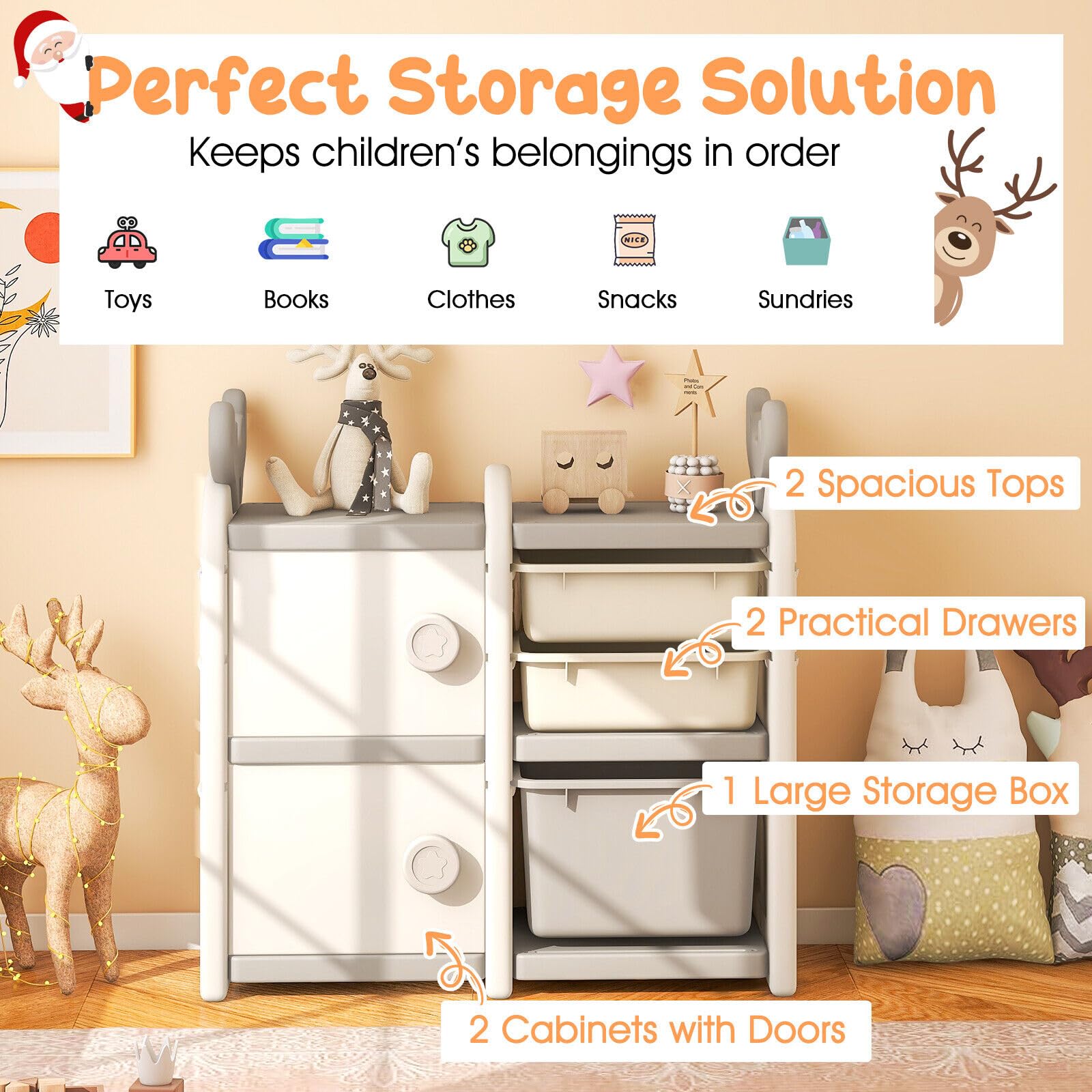 HONEY JOY Kids Toy Storage Organiser, Toy Chest and Bookshelf