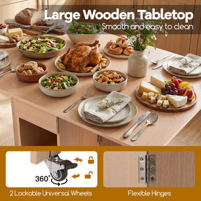 Folding Dining Table for 2-4, Space Saving Kitchen Table Drop Leaf with 2 Open Shelves & Drawer
