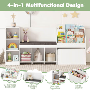 4-in-1 Standing Toy Organizer w/ Removable Seat Cushion