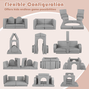 8-Piece Modular Kids Sofa Play Couch Climb Playset with Covers