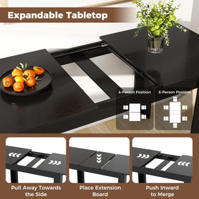 Extendable Dining Table Kitchen Industrial Table w/ Adjustable Tabletop