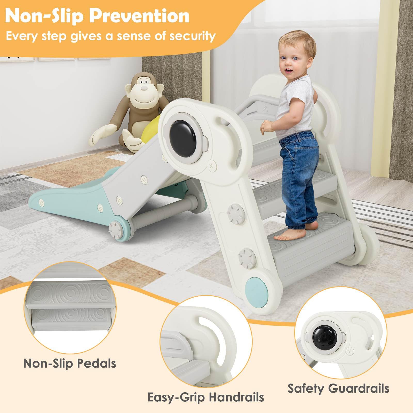 Kids Slide, Indoor Kids Folding Freestanding Slides w/Climber