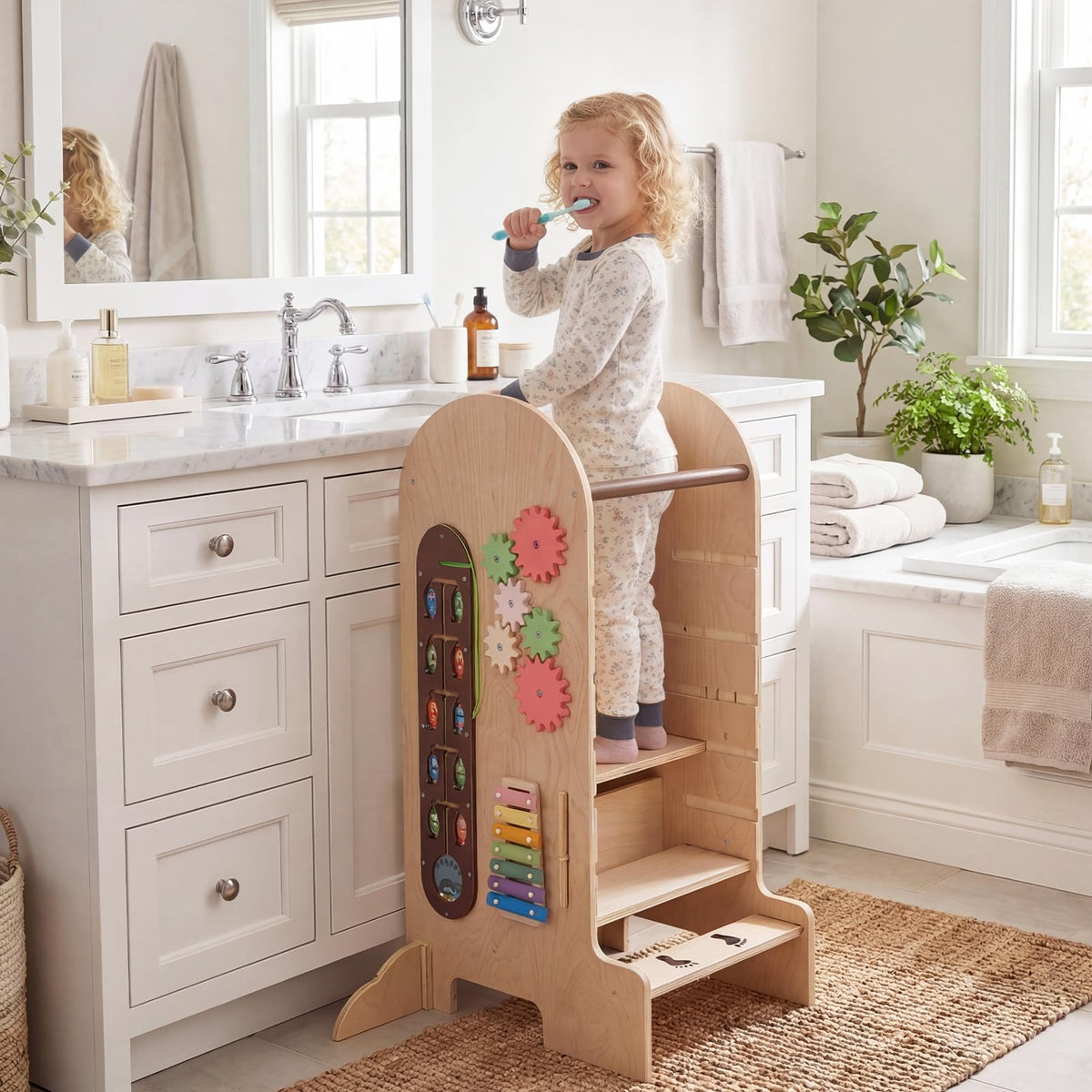 Learning Tower Toddler Tower, Kids Step Stool with Adjustable Height, Chalkboard & Slide