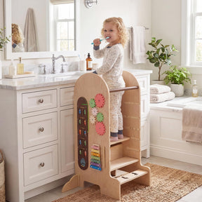 Learning Tower Toddler Tower, Kids Step Stool with Adjustable Height, Chalkboard & Slide