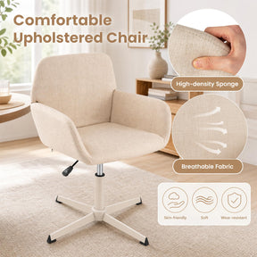 Vanity Chair with Back, 360° Swivel Armchair w/ Adjustable Height