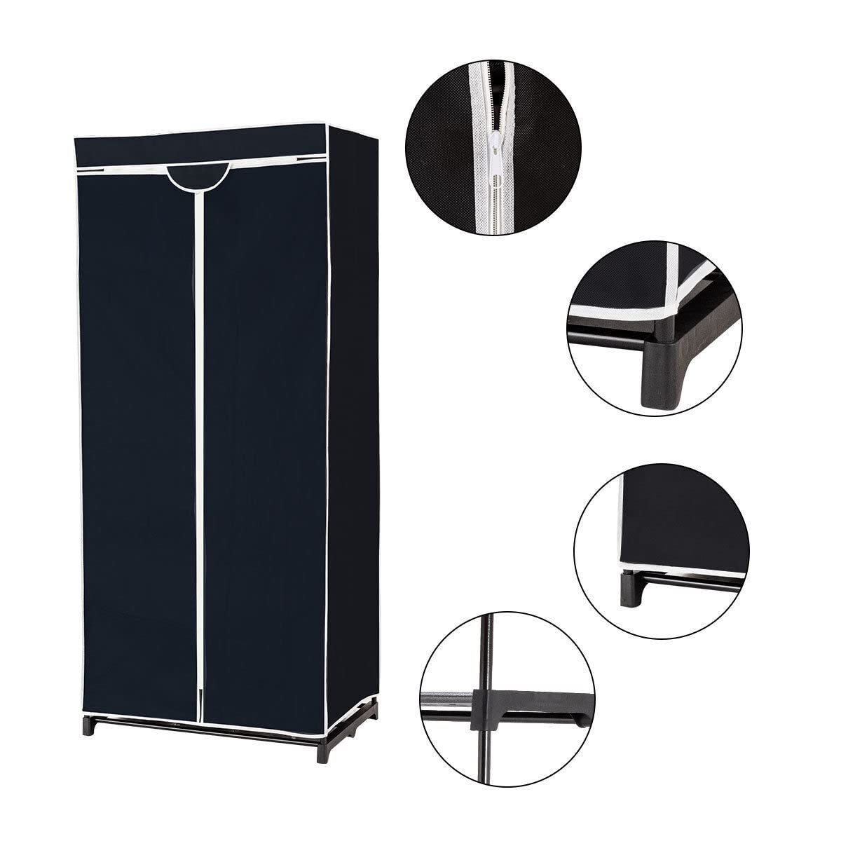 Giantex Wardrobe w/Metal Frame, Folding Fabric Cabinet