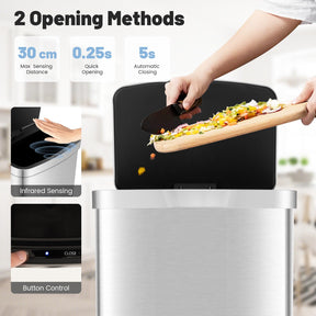 Giantex 50L Automatic Trash Can, Rectangular Infrared Motion Sensor Garbage Can