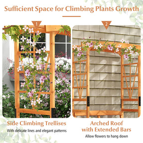 Giantex Garden Arbor with Bench - Wooden Garden Arch Trellis for Climbing Plants Vines