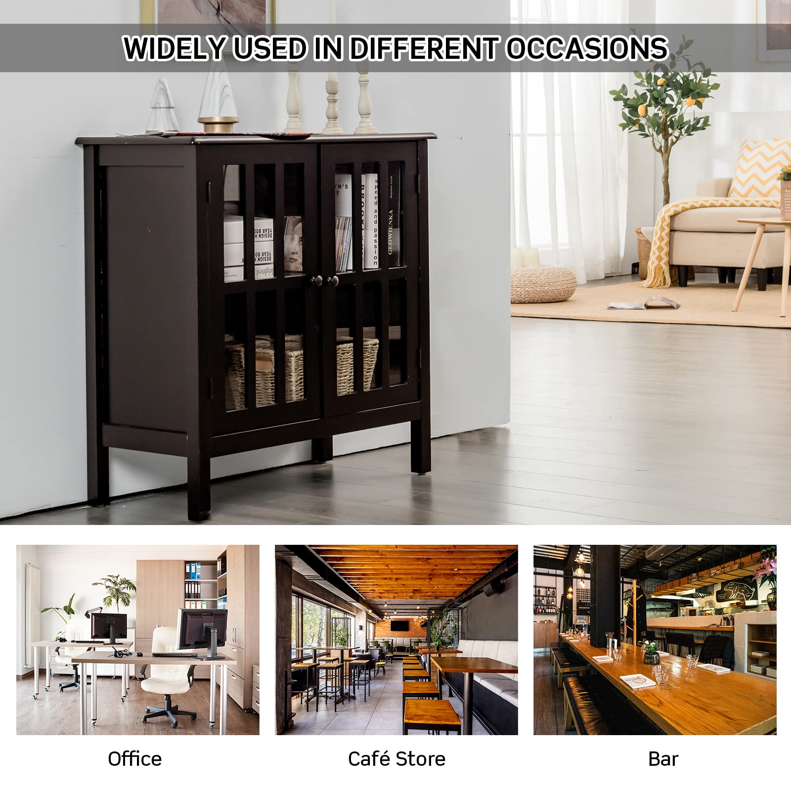 Storage Sideboard Cabinet, Free Standing Console Table Organizer