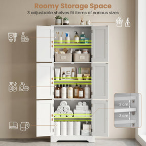 Tall Bathroom Storage Cabinet with 6 Doors, 60 x 30 x 160 CM