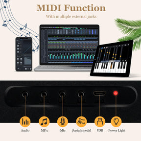 88-Key Foldable Digital Piano with MIDI & Wireless BT & Bag