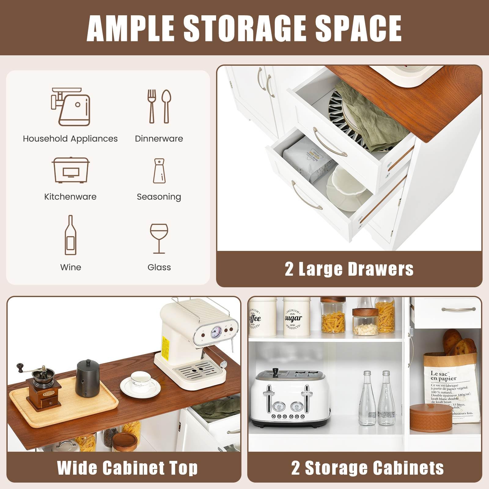 Giantex Kitchen Buffet Cabinet, Modern Storage Cabinet with with 2-Door Cabinet and 2 Drawers