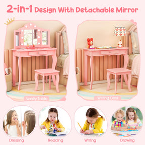 Kids 2-in-1 Vanity Table and Stool Set