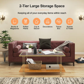 Giantex Rectangular Coffee Table, Modern Central Table w/Storage Shelf