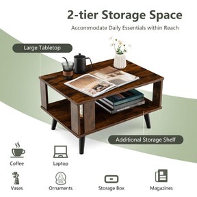 Giantex Coffee Table with Storage Shelf, 2-Tier Tea Table w/Supportive Legs