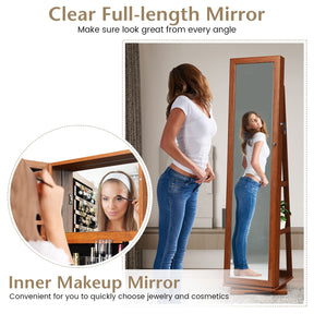 Giantex 360 Rotating Mirrored Jewelry Cabinet, Free Standing Jewelry Armoire, Full Length Mirror