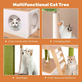 Large Cat Tree w/Litter Box Enclosure, Hidden Cat Washroom