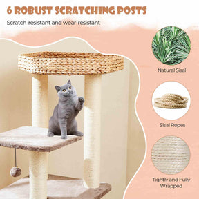 131cm Cattail Cat Tower for Indoor Kittens & Adult Cats