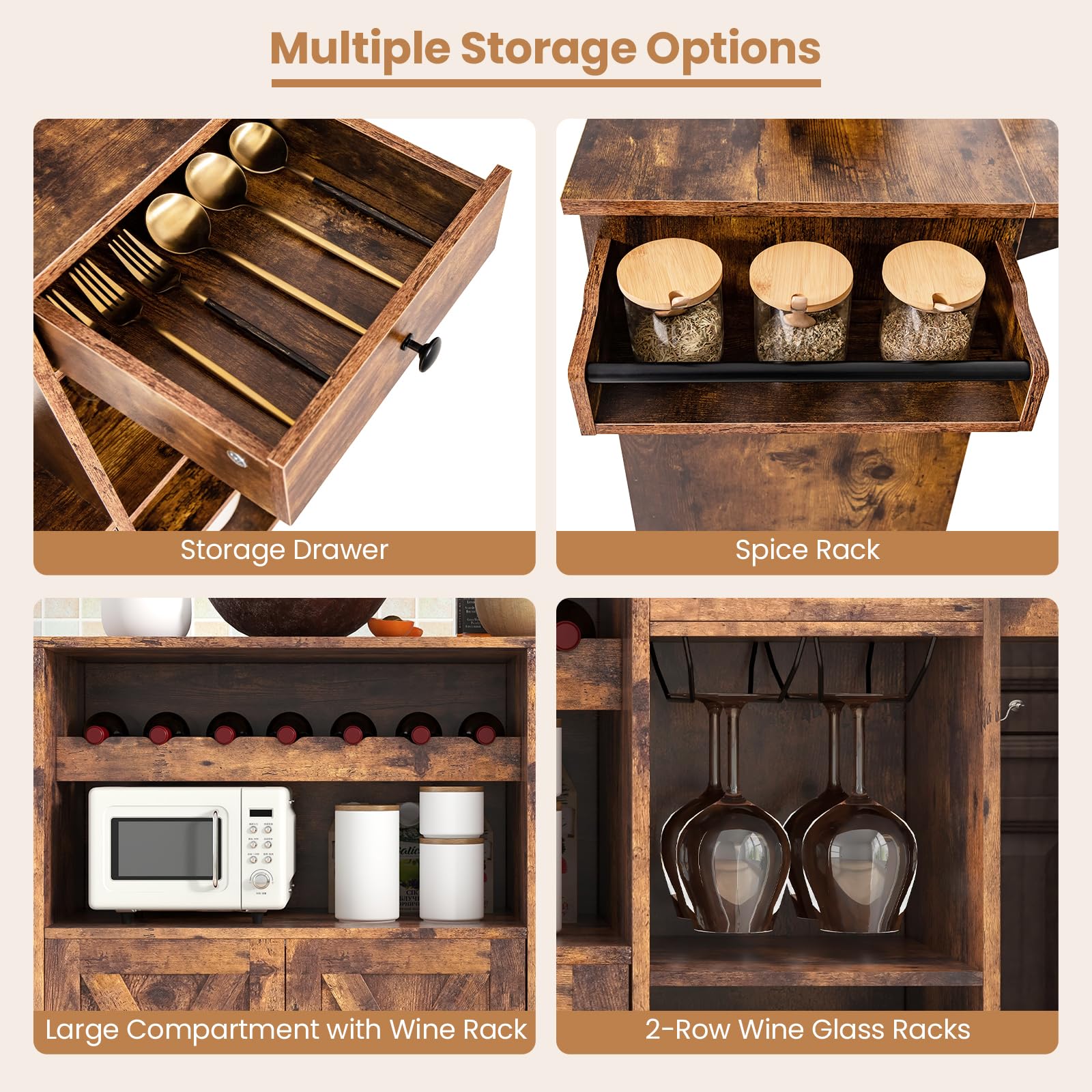Giantex Rolling Kitchen Island Cart with Drop Leaf