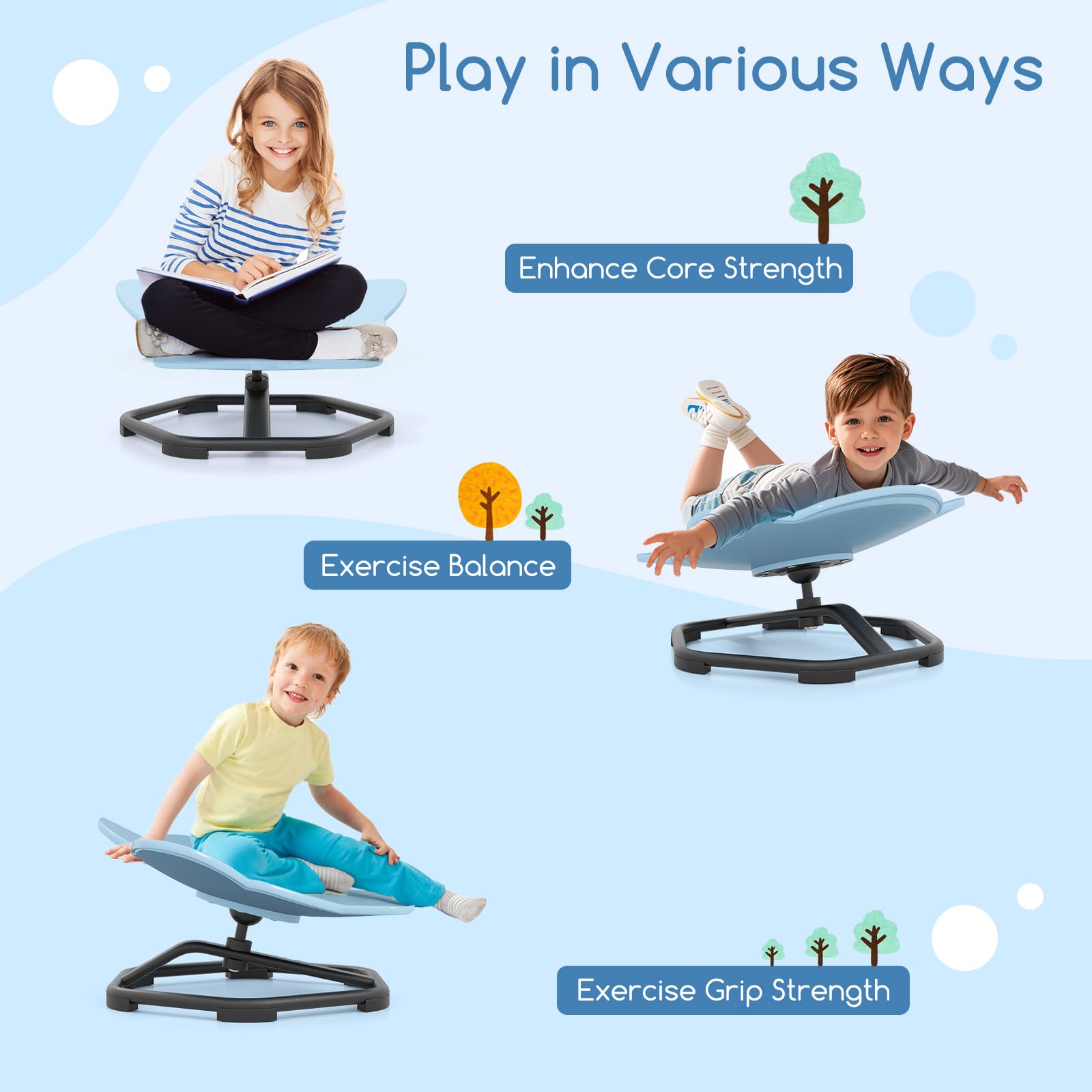 Elephant Sensory Swivel Chair with Non-Slip Metal Base for Autistic Kids