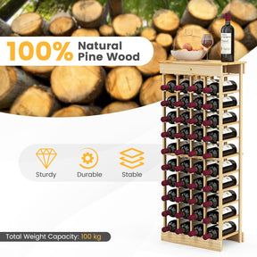 Giantex 40 Bottles Modular Wine Rack, Solid Wood Wine Bottle Holder with Anti-toppling Device