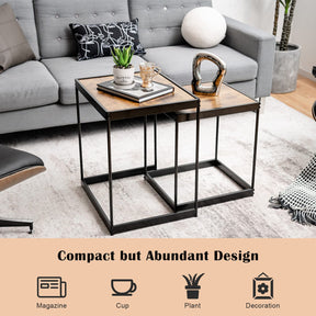 Giantex Nesting Coffee Tables, Set of 2 End Tables, Space Saving Design Side Tables