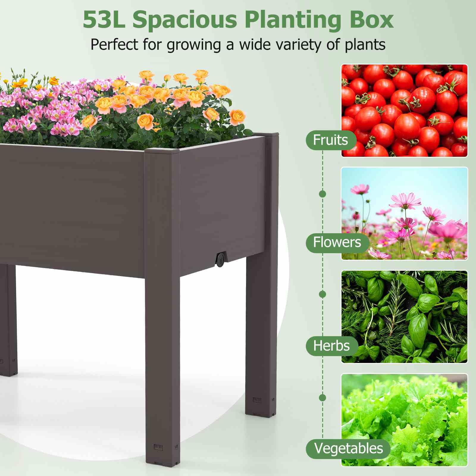 Raised Garden Bed, Self-Watering Planter Box with Water Level Indicator