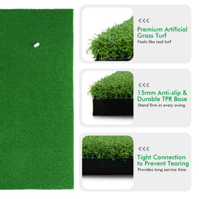 Golf Hitting Mat, Standard Real Feel Golf Practice Mat with Synthetic Turf and 2 Tee Positions