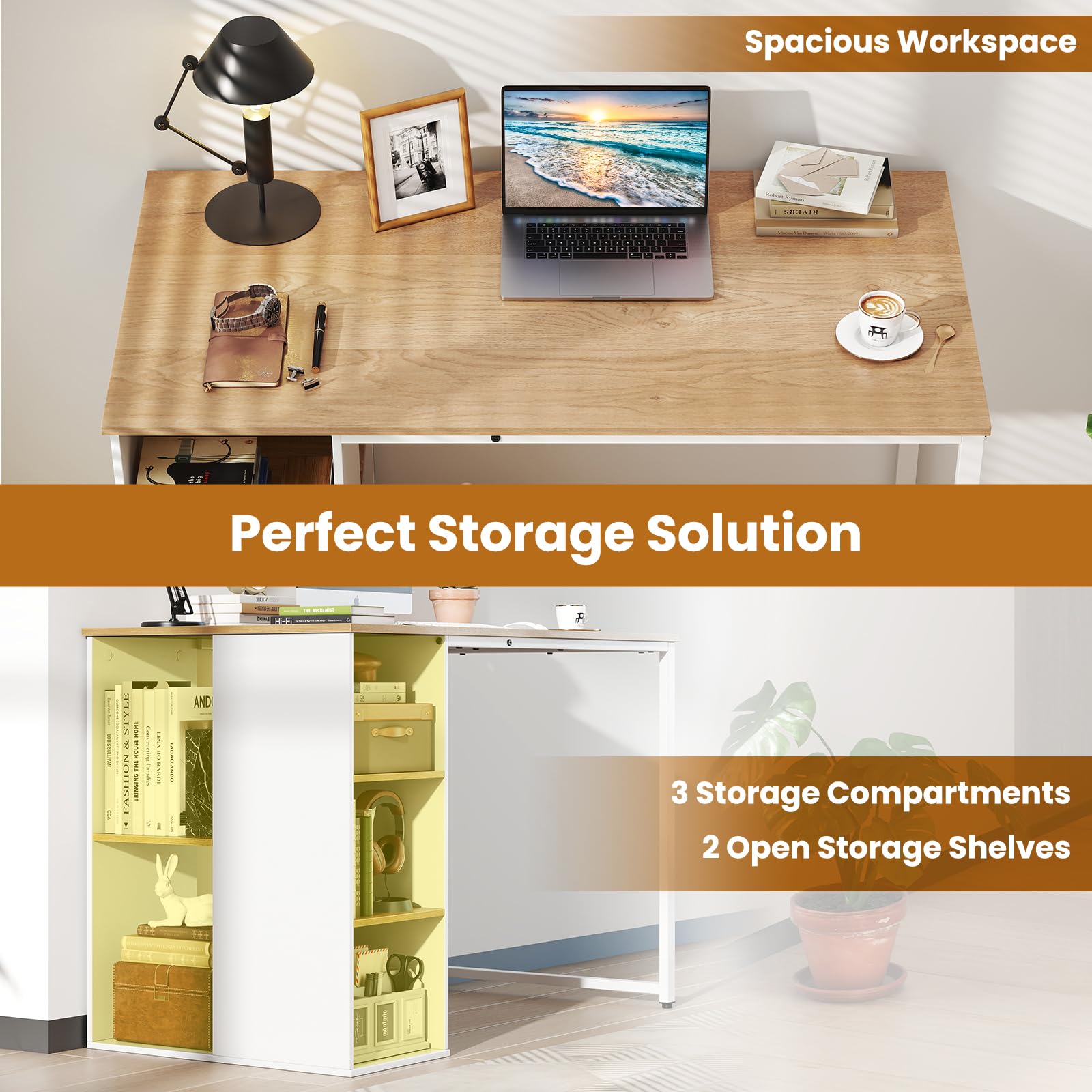 115cm Computer Desk, Modern Home Office Desk