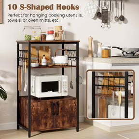 Industrial Kitchen Baker’s Rack 3-Tier Pantry Cabinet Microwave Oven Stand
