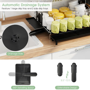 Giantex 2-Tier Dish Drying Rack, Detachable Dish Drainer Rack with Cutlery Holder & Cutting Board Holder