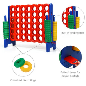 Oversized 4 in A Row Connect Game with 42 Jumbo Rings & Quick-Release Sliders